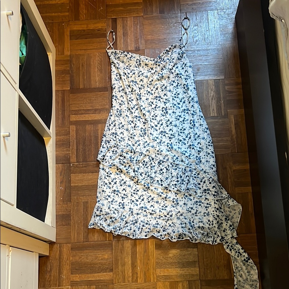 Floral Blue and White Dress